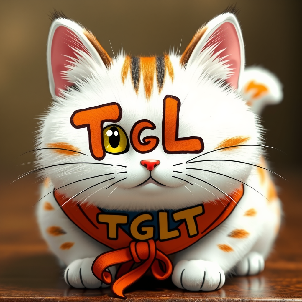 Main logo studio: shows “TGLT” written on a Manekineko cat in the style of the Dragon Ball Z anime