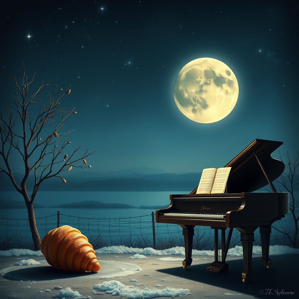 Main logo studio: Un croissant de lune et un piano avec marquer au milieu Nesmé
