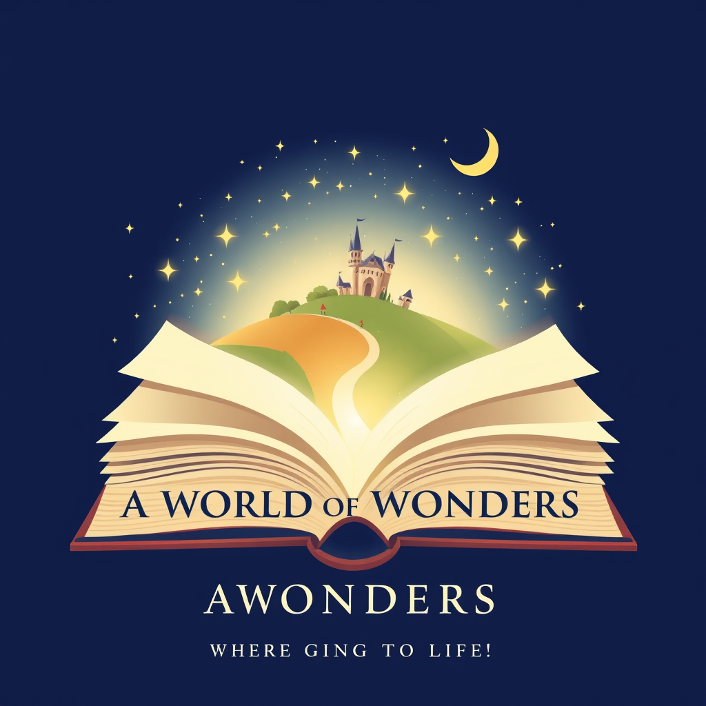 Main logo studio: Create a premium, professional and completely original international publishing brand logo for a children's book collection. EXACT BRAND NAME: A WORLD