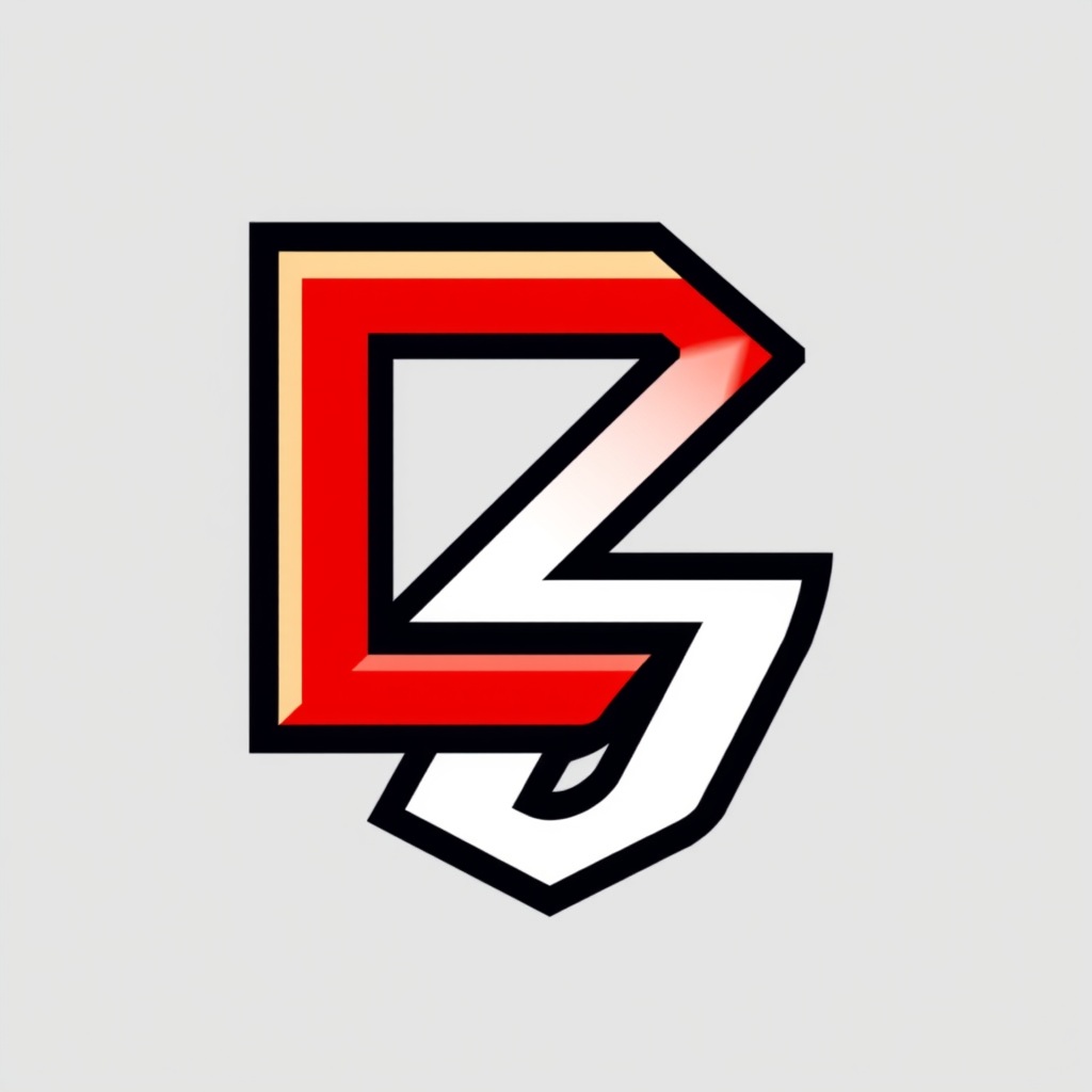 Main logo studio: Create a minimalist gaming emblem featuring the characters "D2". The number 2 should visually interlock with and partially enter the letter D, creatin