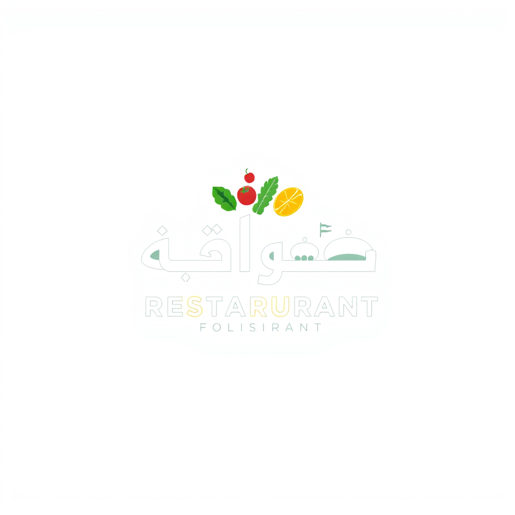 Monogram Logo idea: monogram logo combining the letters Keep the same colorful restaurant logo design and food illustrations. IMPORTANT: Correct the Arabic restaurant nam