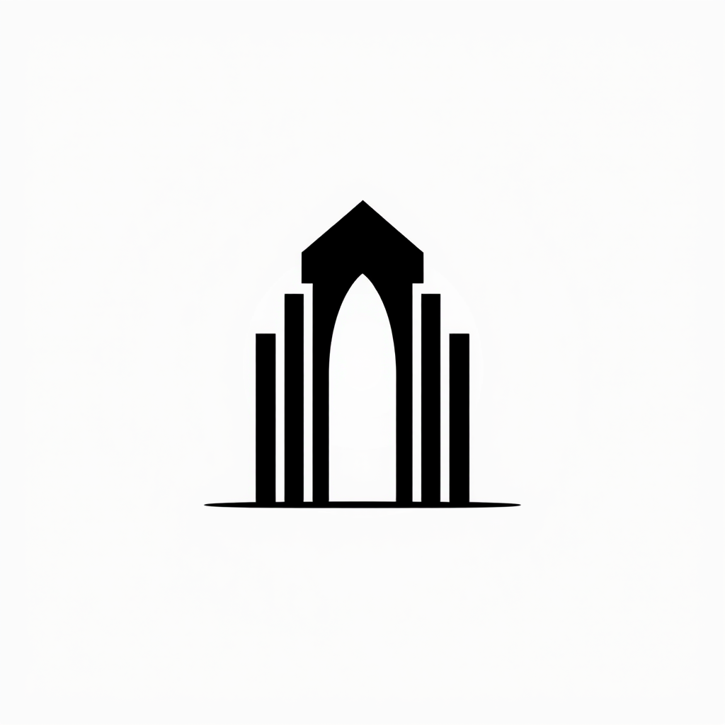 Main logo studio: Luxury minimalist architecture logo, refined abstract geometric symbol, perfect proportions, subtle symmetry, clean negative space, black and white ve