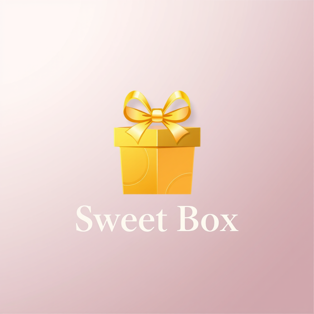 Main logo studio: Create a luxury logo for a sweets gift box brand named “Golden Sweet Box”. The exact brand name “Golden Sweet Box” must be clearly written in the logo