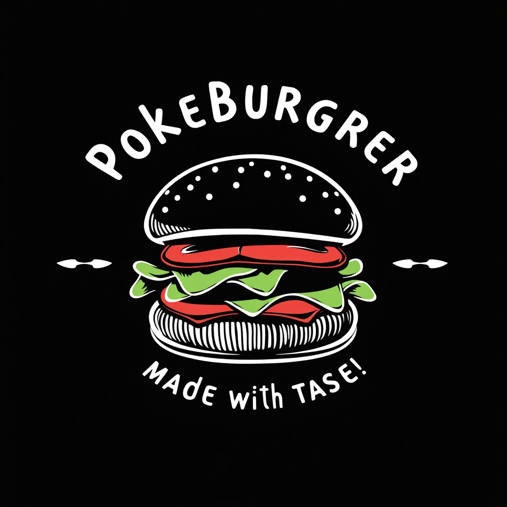 Main logo studio: Pokeburguer slogan Homemade and Tasty, Made with Love!