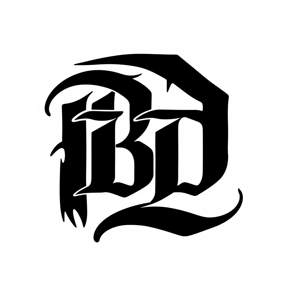 Monogram Logo idea: monogram logo combining the letters Create an original BD monogram for a premium streetwear brand. Merge B and D into one bold, recognizable symbol. S