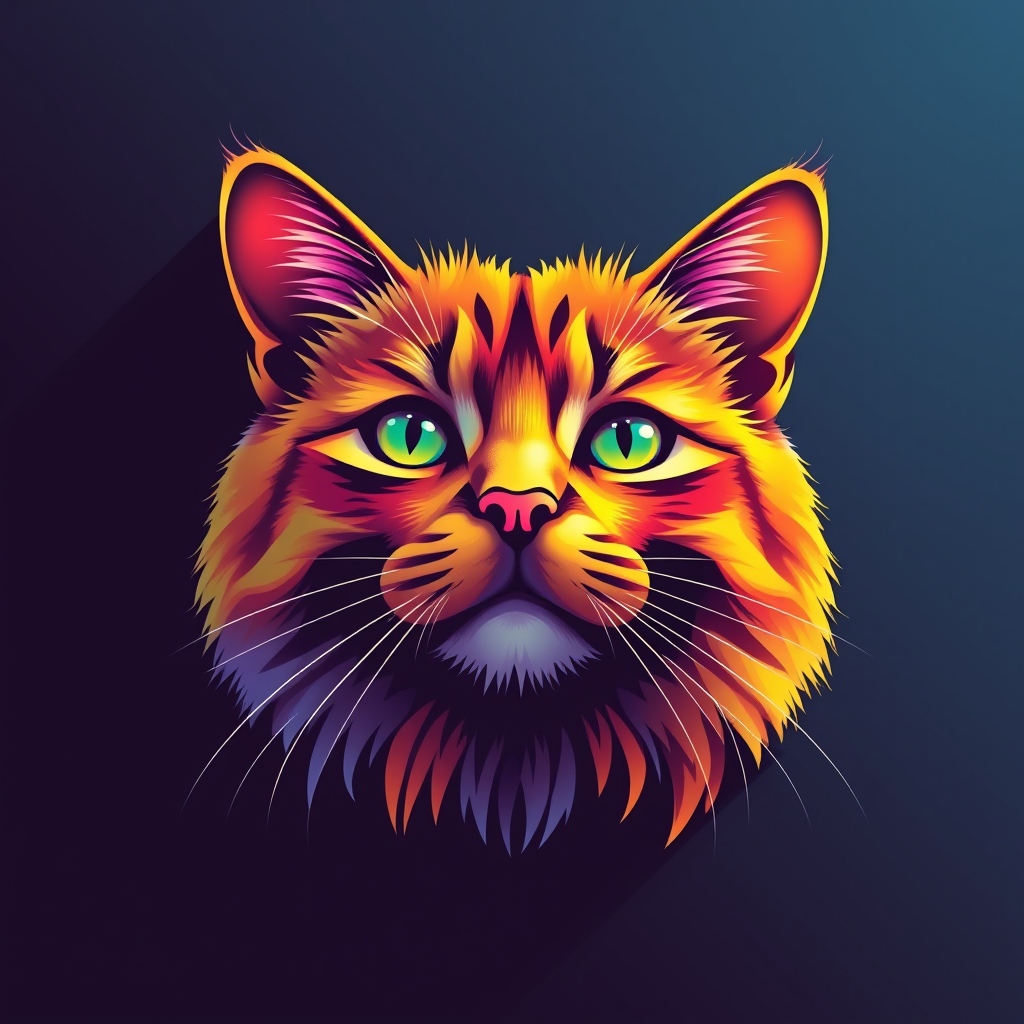Main logo studio: Create a truly beautiful and cool rainbow version of a cat logo. It's unmatched.