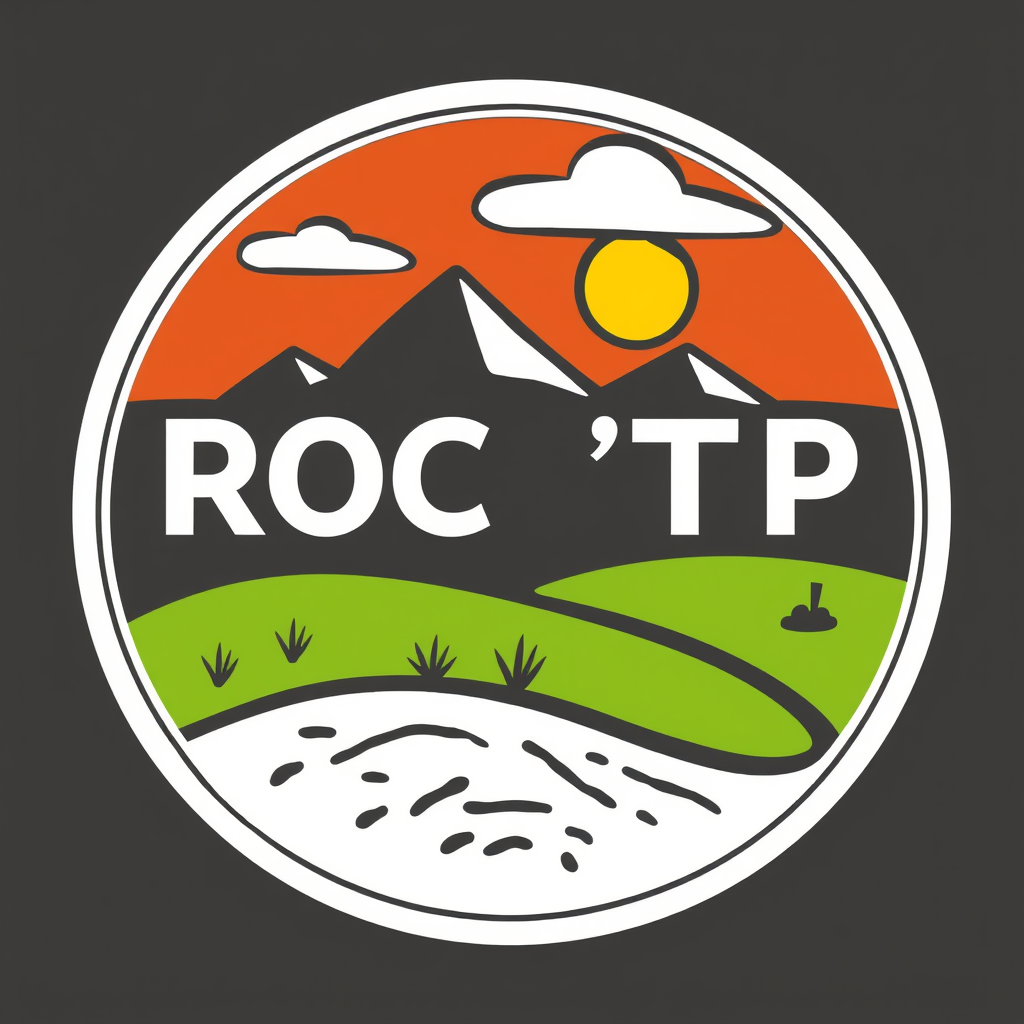 Main logo studio: logo ROC'TP entreprise terrassement croquis godet