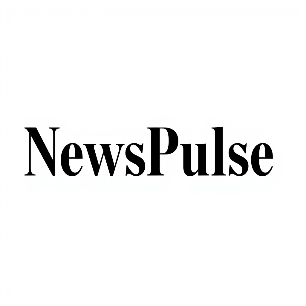 Main logo studio: NewsPulse — a premium newspaper masthead wordmark. Elegant classic high-contrast serif typography, bold black lettering on white, sophisticated and au