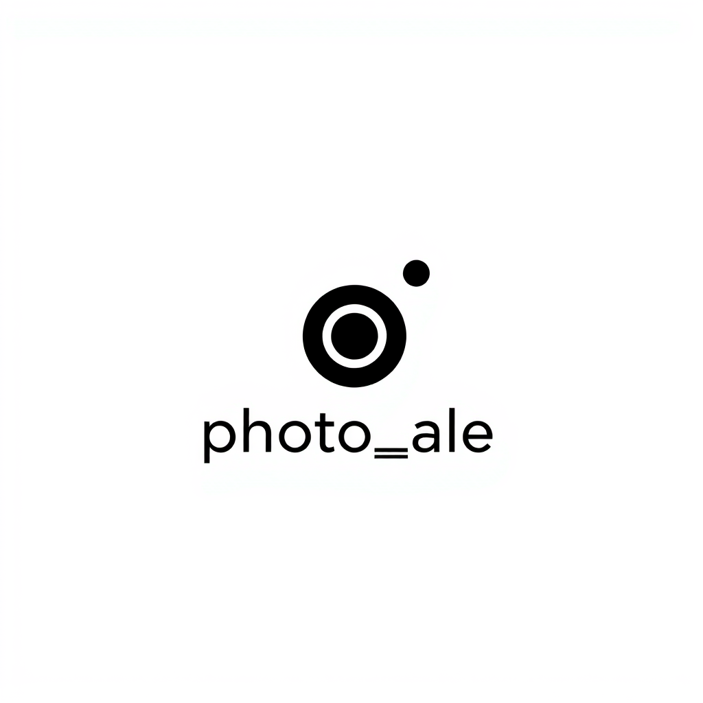 Minimalist Logo idea: minimalist logo, simple geometric mark for Minimalist photographer logo for "photo_ale.jpg", featuring a simple camera autofocus focus-point symbol co