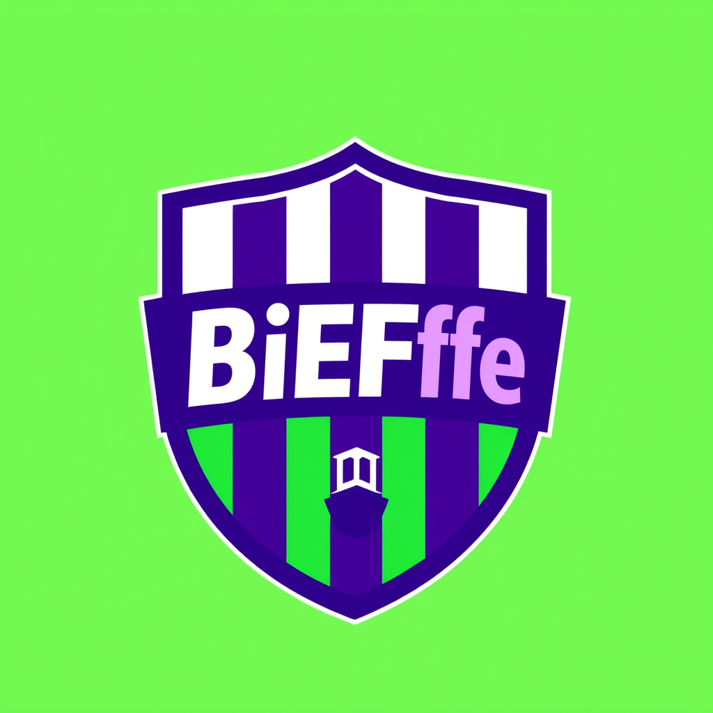 Main logo studio: crea logo per squadra fantacalcio denominata BiEffe, con colori sociali verde e viola, ispirata alle squadre di serie A, moderna ed essenziale, per es