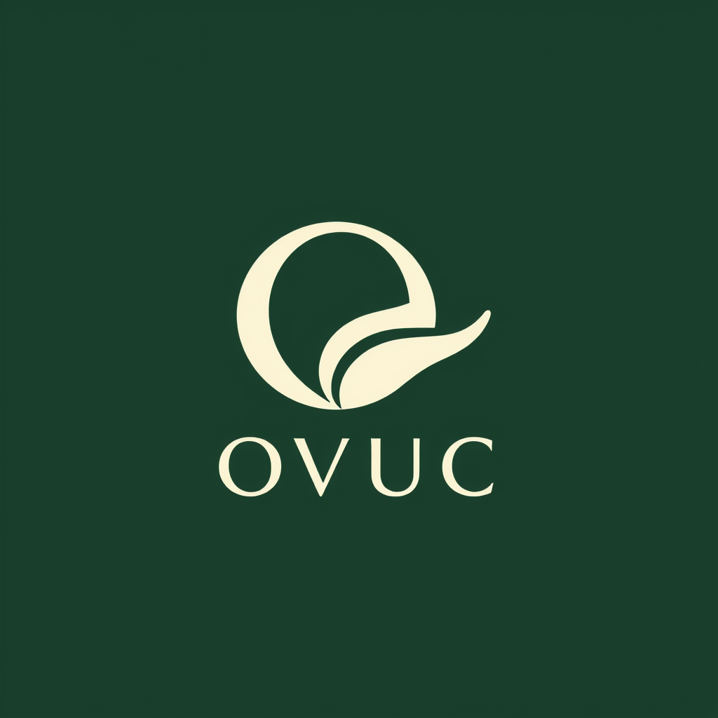 Main logo studio: Create a premium minimalist logo for “OVUC”, a sophisticated dried fruit, nuts and gift box brand. Combine natural warmth with luxury and modern elega