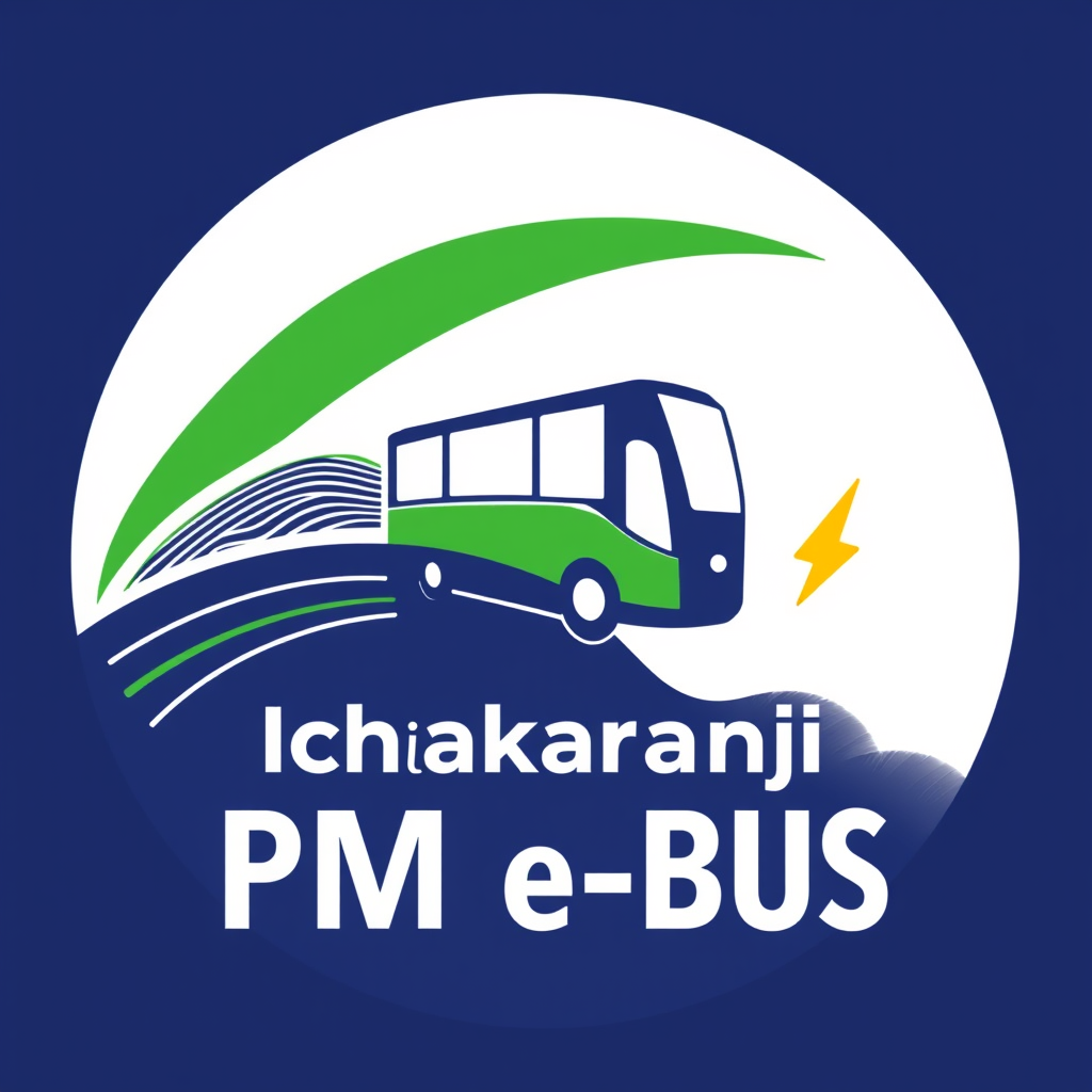 Main logo studio: “Create a professional minimal government-style logo for Ichalkaranji PM e-Bus. Combine Ichalkaranji’s textile heritage with modern electric public tr