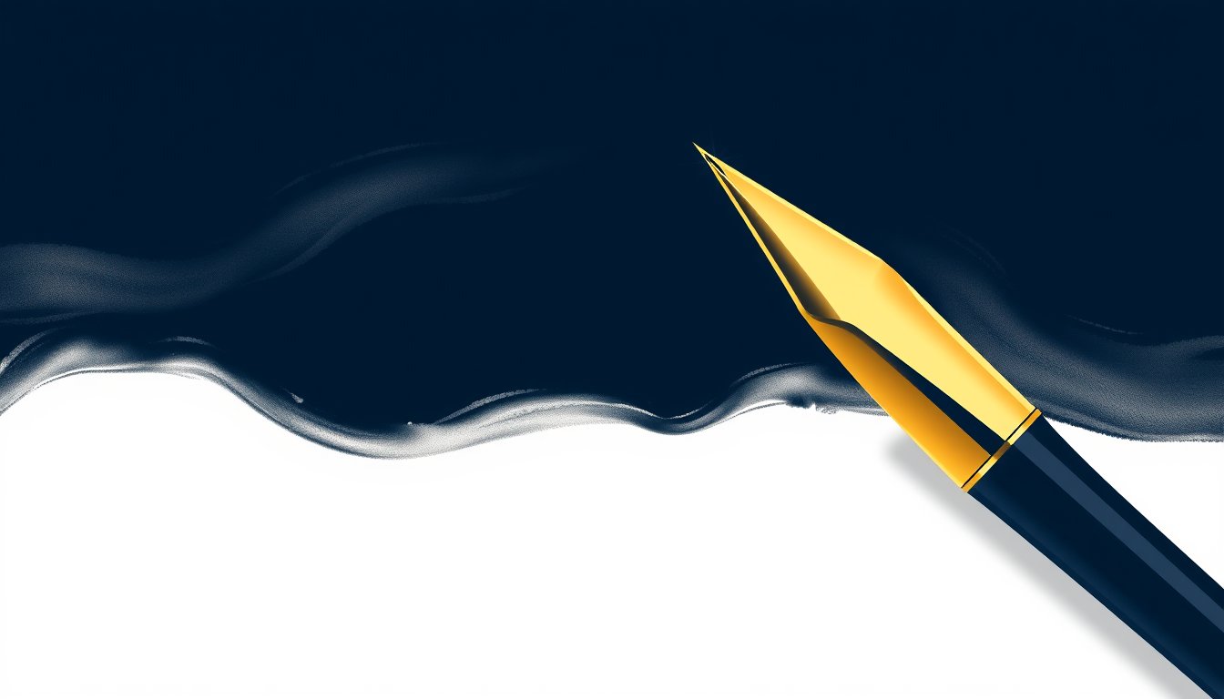 Main logo studio: Use the uploaded profile picture as the exact visual reference. Keep the pen nib design, shape, proportions and style unchanged. Create a wide 2560x14