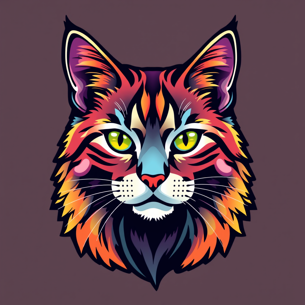 Main logo studio: Make a colorful cat logo that is very beautiful and makes it as cool as possible.