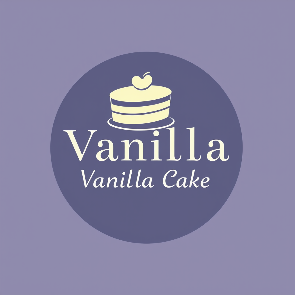 Main logo studio: I want a **2D logo** for a cake brand called **Vanilla Cake**. The logo should feature a simple, elegant 2D cake icon, with clean lines and a soft, st