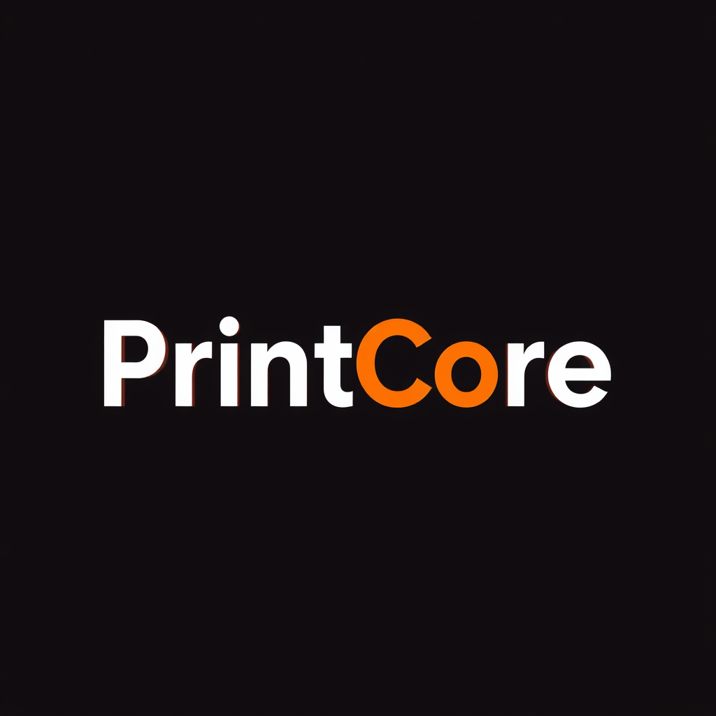 Main logo studio: logo for "PrintCore" Its a 3d-printing company make one of the letters related to 3d-printing