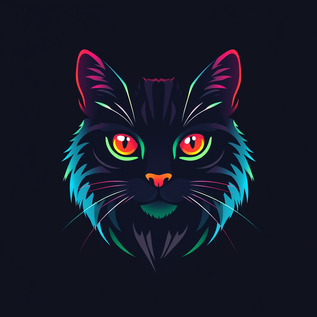Main logo studio: Make a very beautiful cat logo, rainbow version, very cool and nice