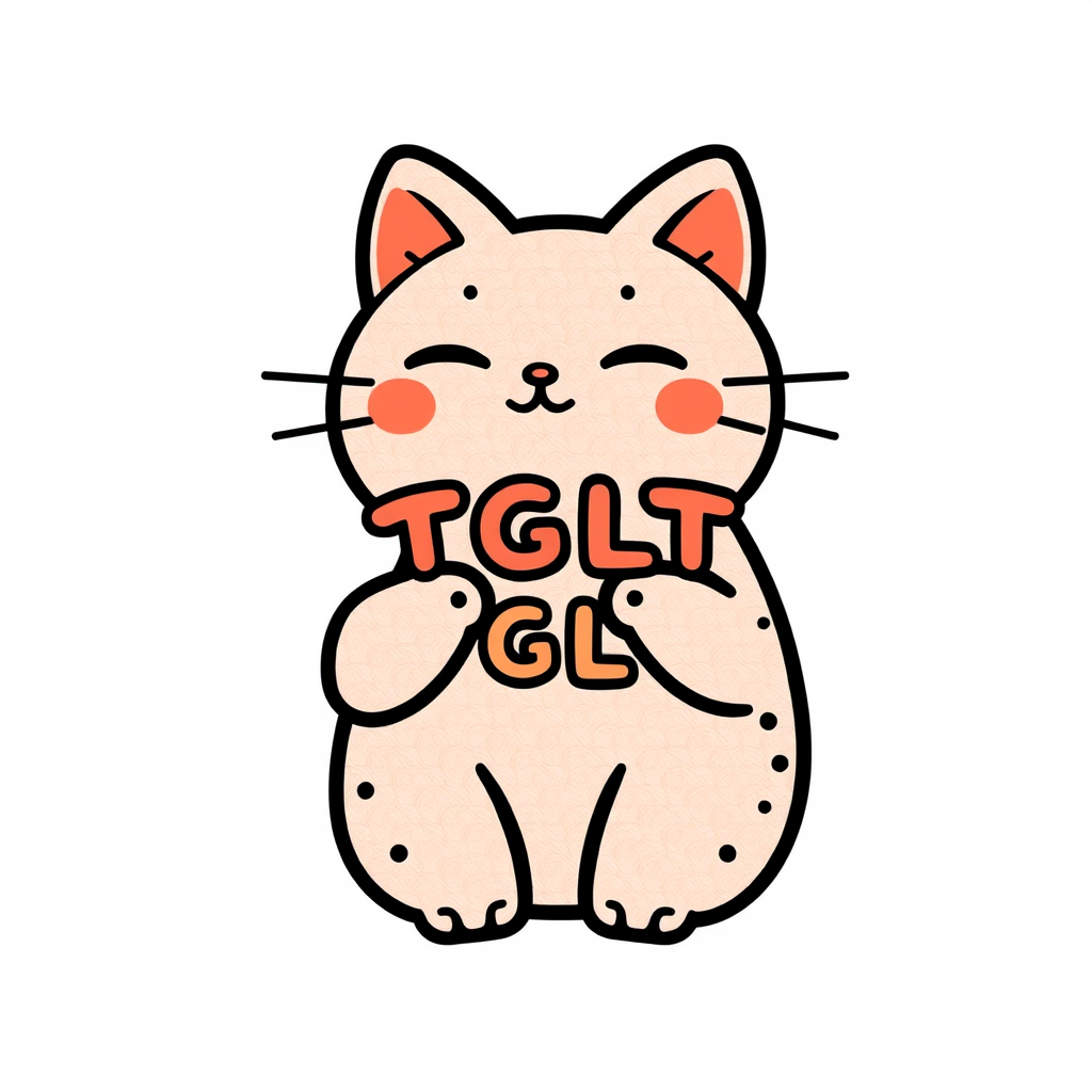 Main logo studio: name is “TGLT” in manekineko on a transparent background