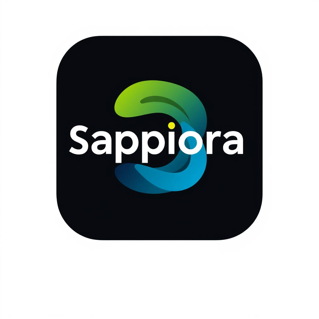 Main logo studio: Diseña un logo moderno y minimalista para “SAPPIORA”, una app para capturar, organizar y buscar contenido digital: voz, texto, enlaces e imágenes. Cre