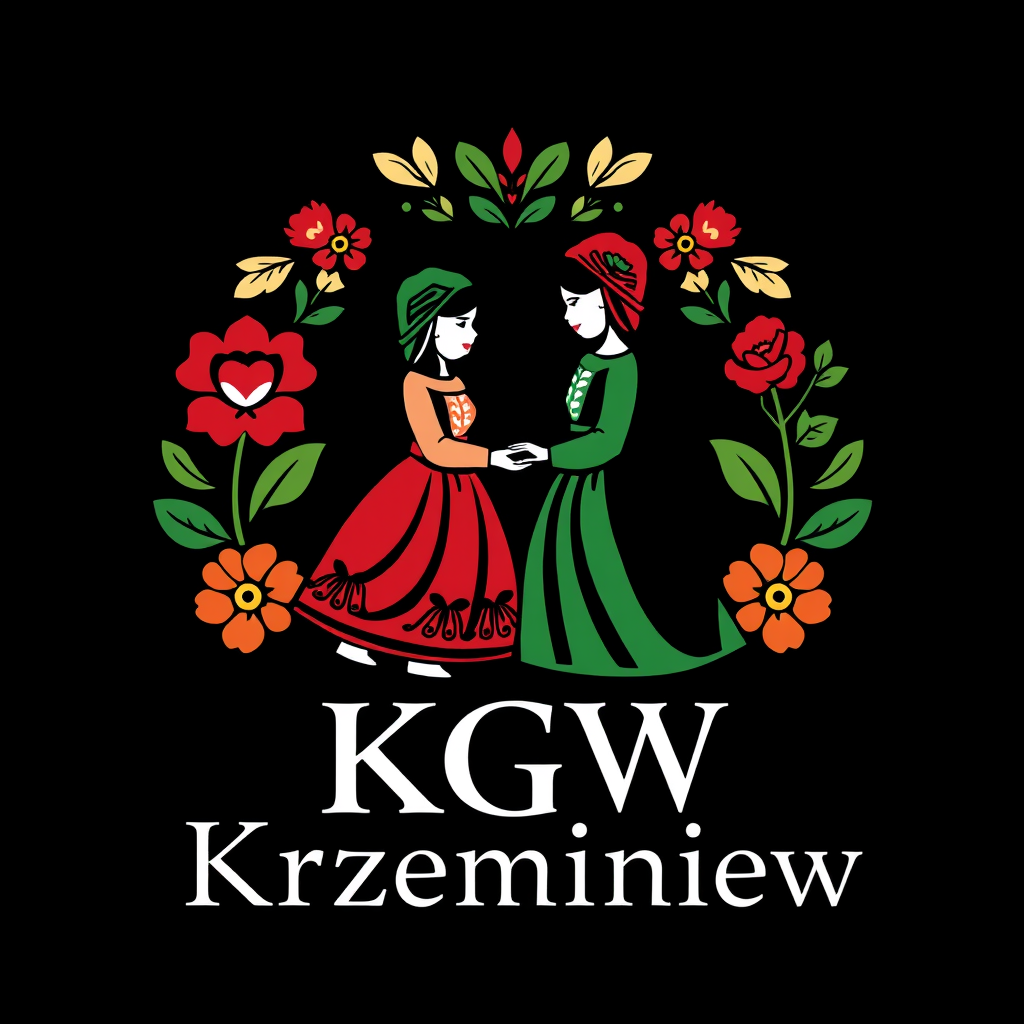 Main logo studio: Stwórz kolorowe, radosne logo dla „KGW Krzemieniew”. Polski folklor inspirowany wzorami łowickimi: barwne kwiaty, maki, chabry, malwy, ludowe ornament
