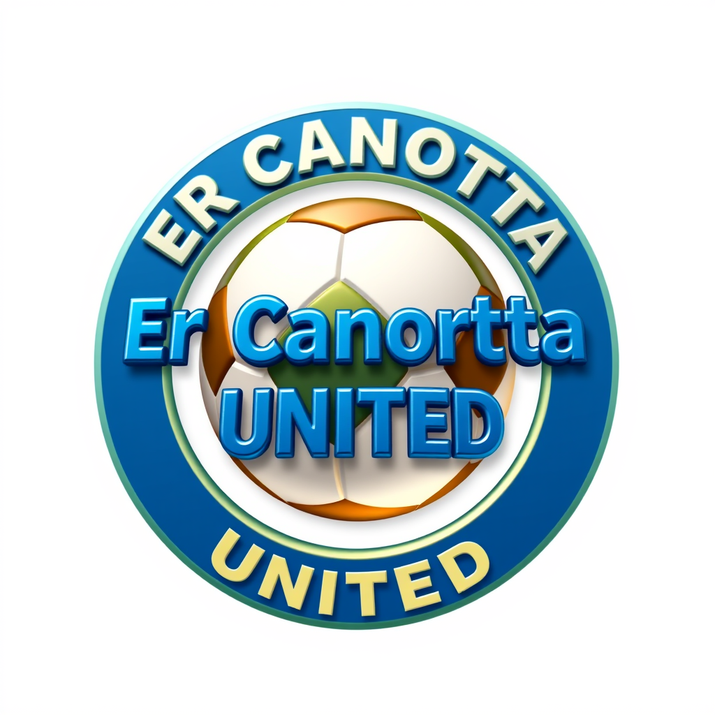 3D Logo idea: 3D logo for Create a fantafootball team logo: "Er Canotta United" is the name of the team, with a "motto": "fortis fortuna adiuvat". Use 3 colours, a