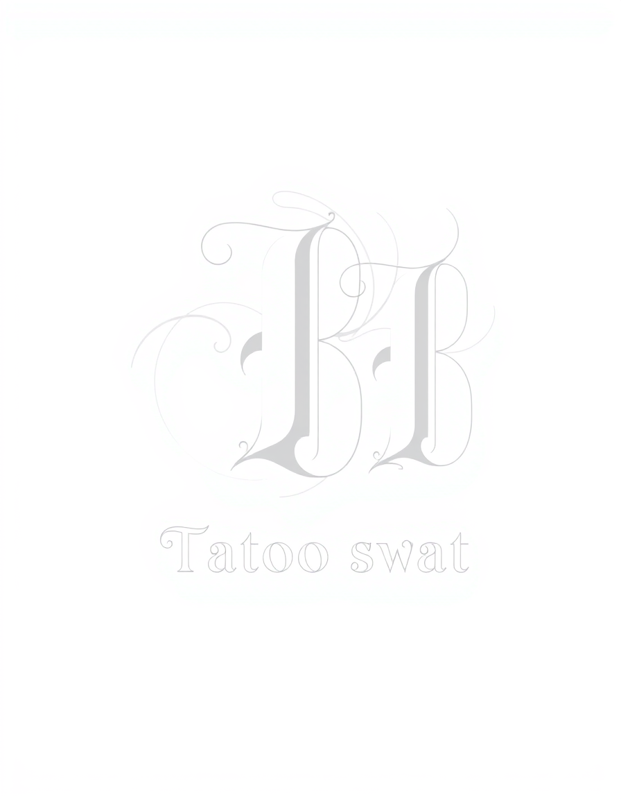 Monogram Logo idea: monogram logo combining the letters Gothic monogram of the letters C and B, white on a black background. Below, under the holotype, write "Tatoo svat"