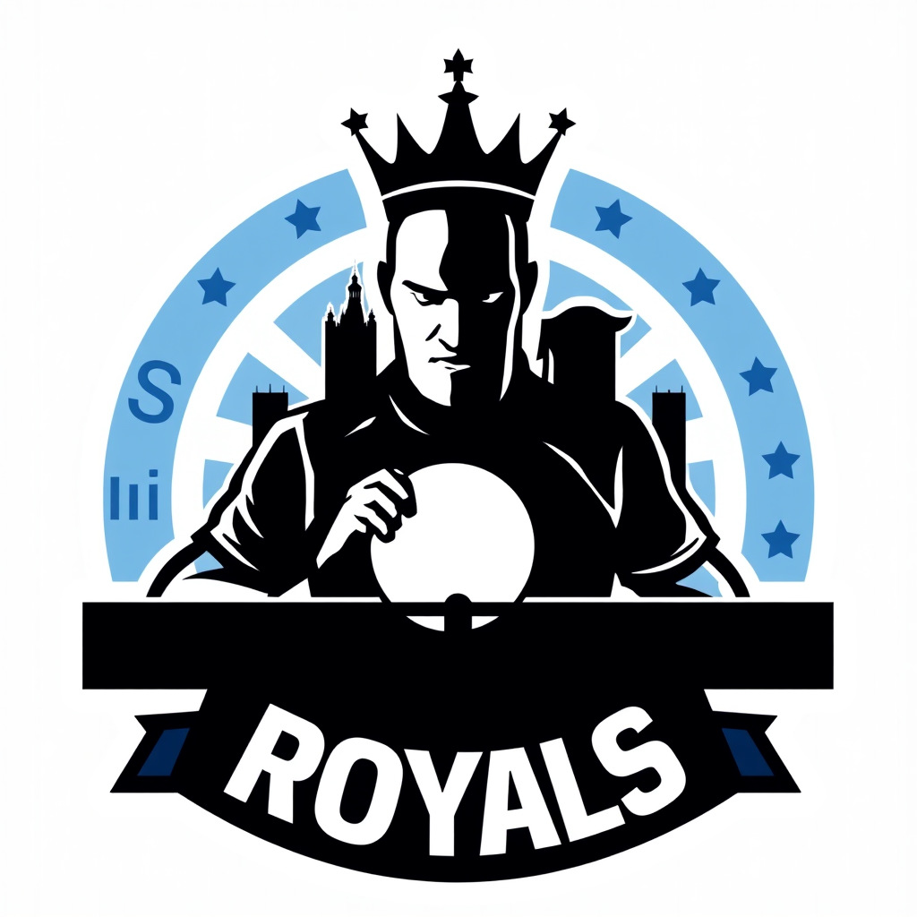Main logo studio: Make a logo for a ping pong team called the London ROYALS there no e