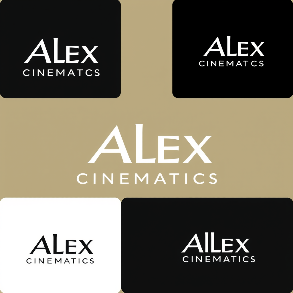 Main logo studio: Alex Cinematics add a camera as a icon in the logo make it more formal