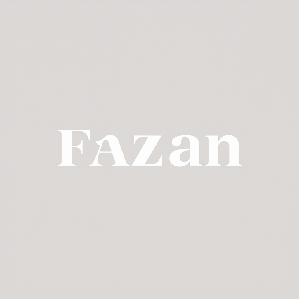 Main logo studio: FAZN brand unique, neutral colors, minimalist, clean, simple, just the logo, sharp, bold, professional, white, Pinterest like, cute , attention grabbi