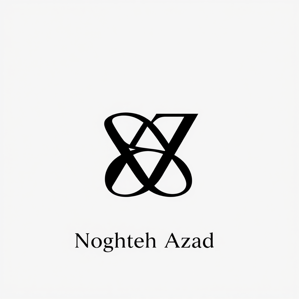 Monogram Logo idea: monogram logo combining the letters Professional minimalist logo for a social media brand. Brand name: Noghteh Azad. Modern, elegant, memorable, freed