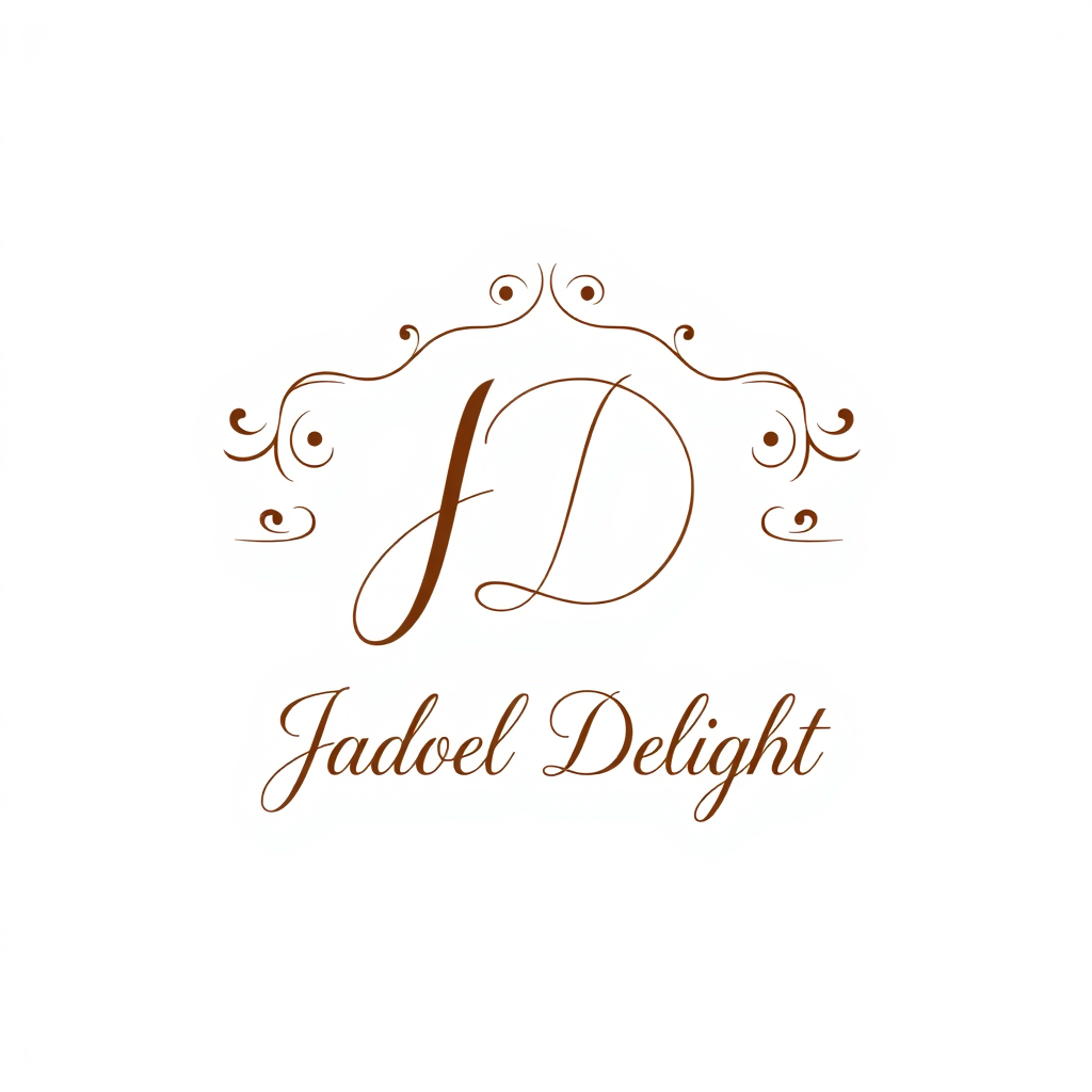 Main logo studio: Logo épuré et élégant pour la vente de pâtisserie. Écriture de type handwriting des initiales J D bien visibles et donnant un sentiment premuim. Decor