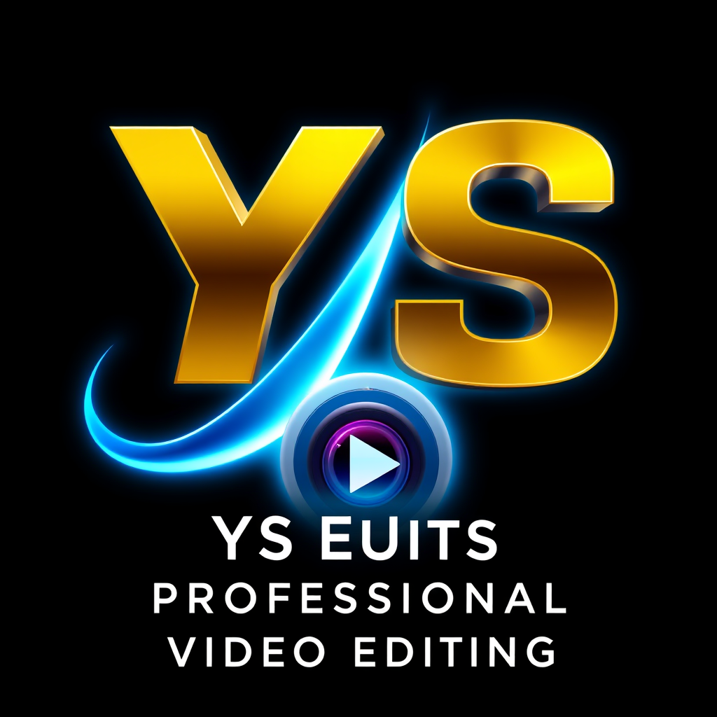 Main logo studio: Create a professional logo for "YS Edits Professional Video Editing", a premium video editing studio. Modern cinematic style. Black background, metall