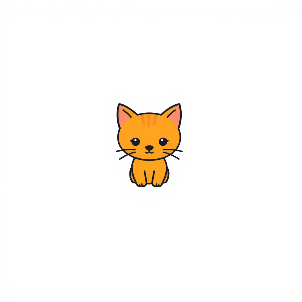 Minimalist Logo idea: minimalist logo, simple geometric mark for Podrías hacerme un logo para postres lindo relacionado con un gato naranja femenina al estilo kawaii cute q