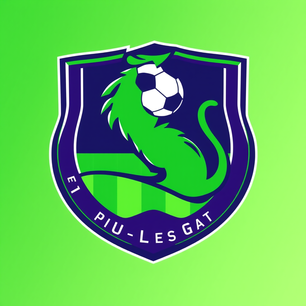 Main logo studio: logo per stemma squadra calcio BiEffe verde viola con pallone ariete e toro