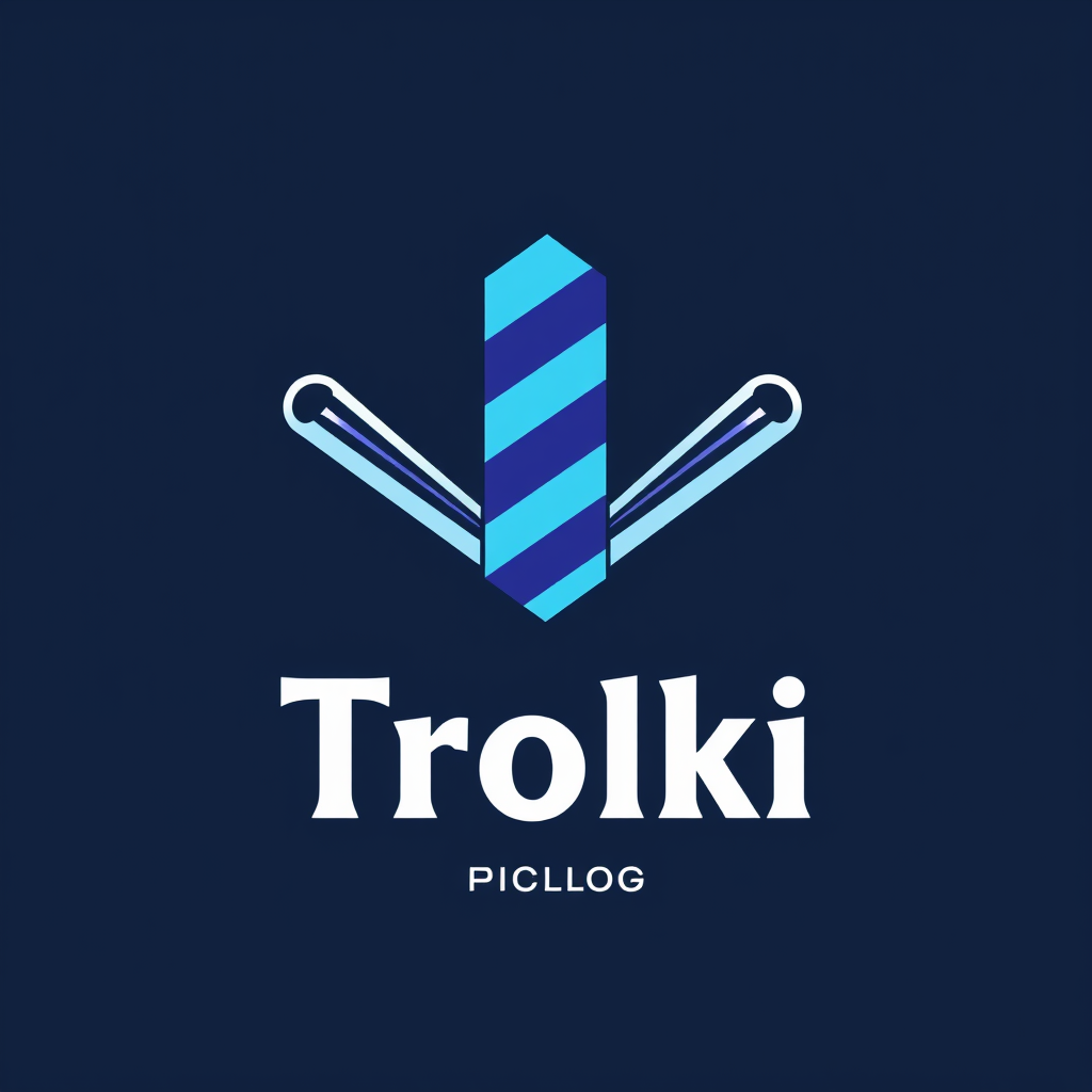 Main logo studio: abstract geometric icon logo for a barber shop named Trolki pelos, blue and violet