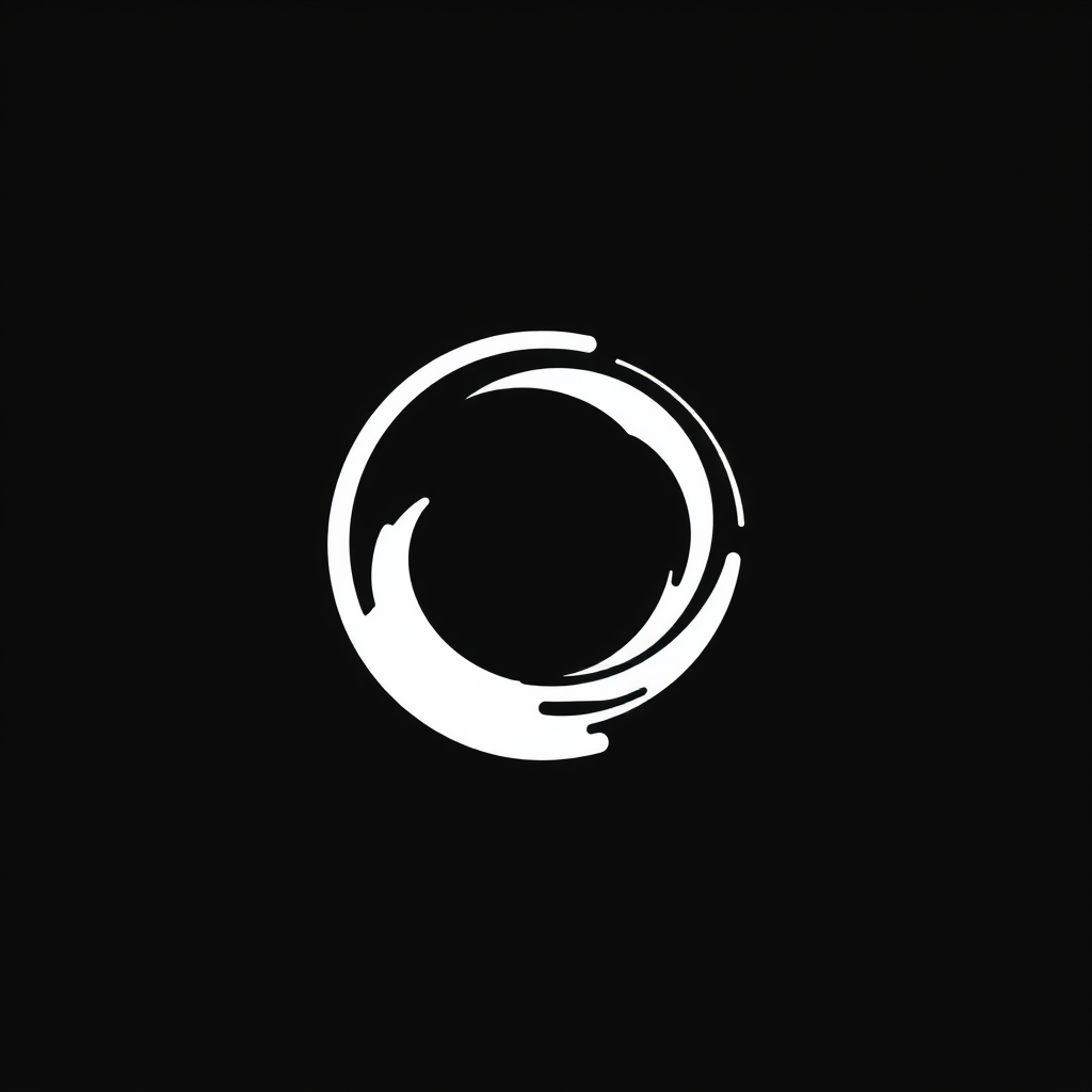 Main logo studio: technologic minimalist logo for a brand called MIANANSPINO wich make video games and short films. represented by a minimalist white black hole