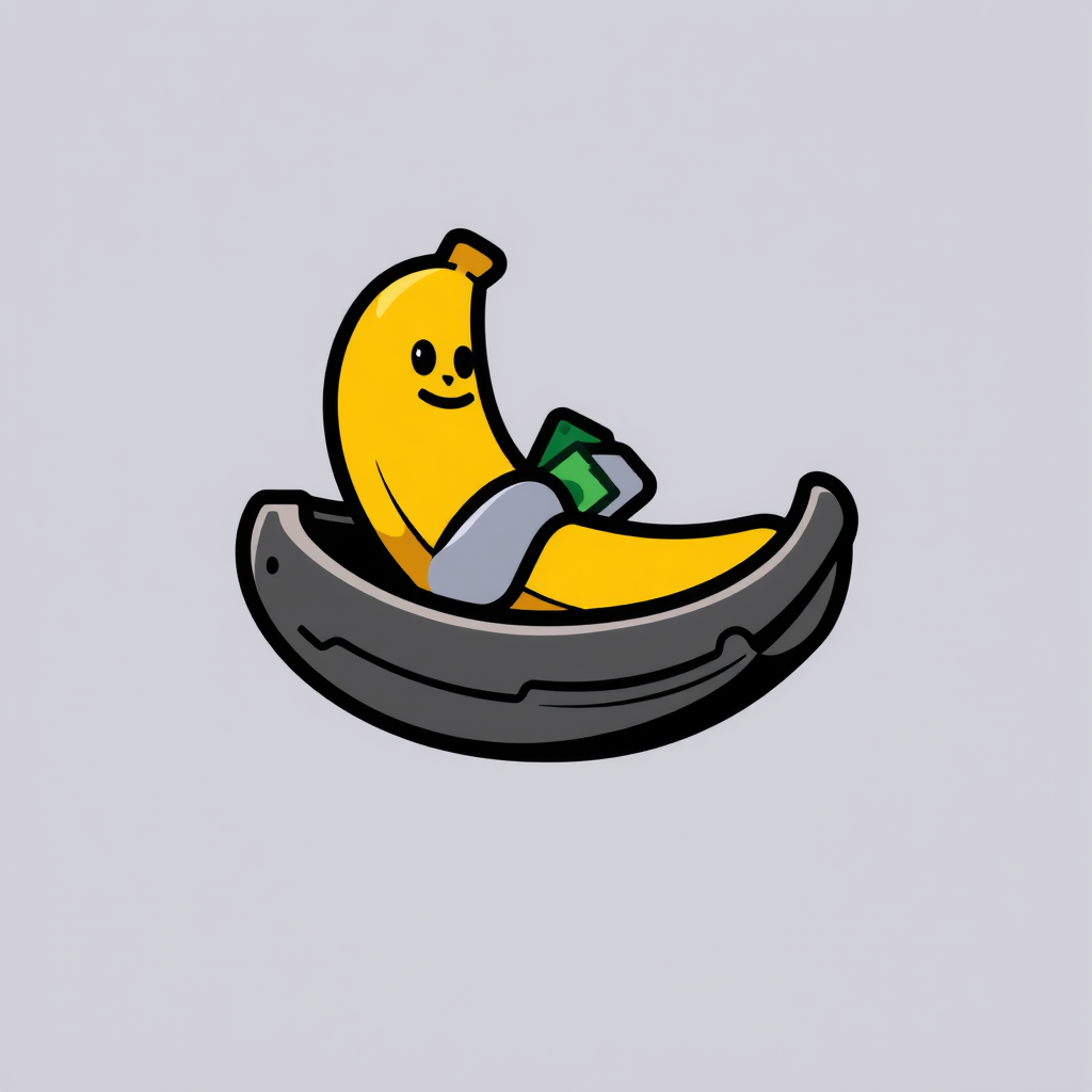 Main logo studio: Gamingowe logo Minecraft dla „BananShop”. Duży, wyraźny napis „BananShop” w nowoczesnej gamingowej czcionce. Pod nim mniejszą czcionką dokładnie: „Skl