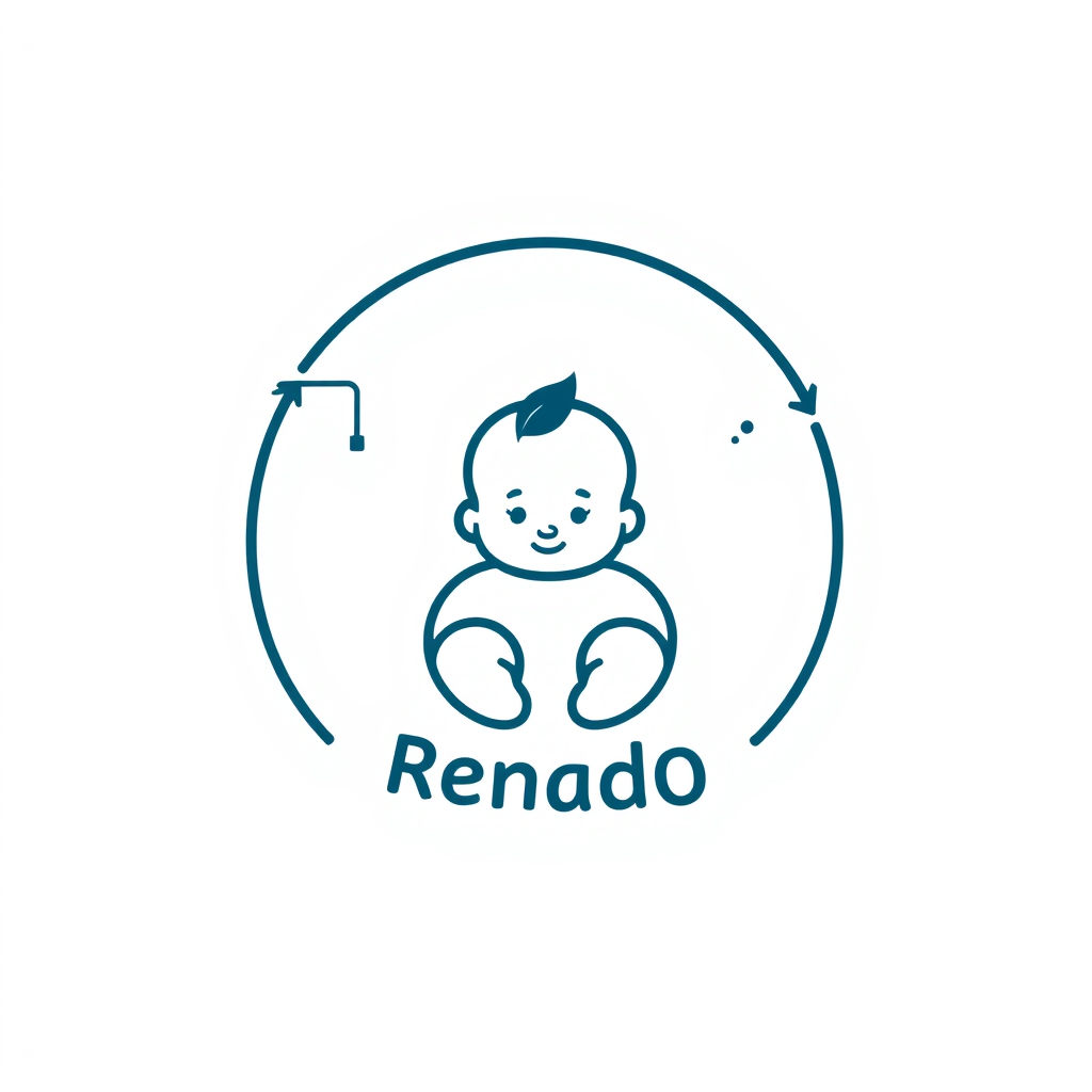 Main logo studio: MI EMPRESA SE LLAMA RENADO Y VENDEMOS PRODUCTOS DE SEGUNDA MANO PARA BEBÉS. HABÍA PENSADO QUE EL LOGO SEA EL SIMBOLO DE LA ECONOMIA CIRCULAR CON UN BE