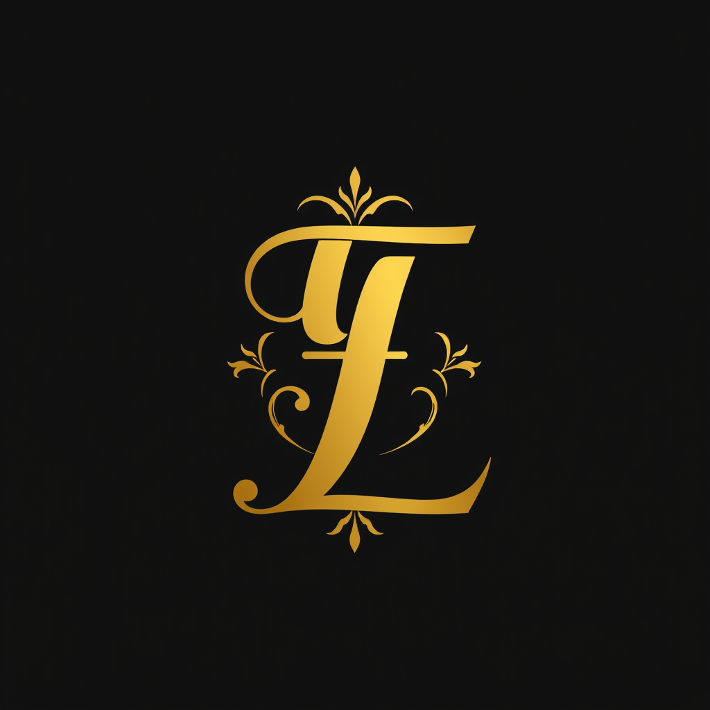 Main logo studio: elegant monogram logo combining letters F and L, gold, luxury brand