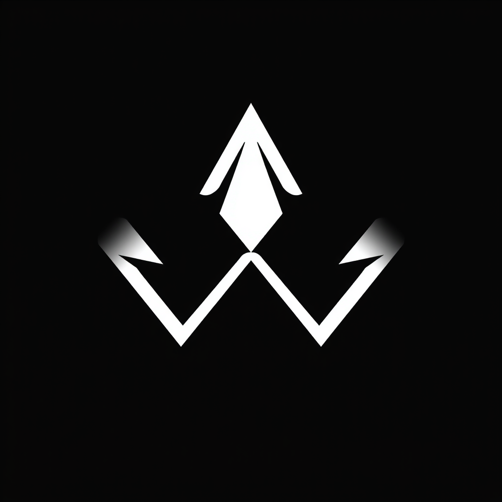 Main logo studio: Minimalist futuristic monogram logo for VYEN, abstract geometric V and Y combined into one unique symbol, sharp angular forms, black background, pure 