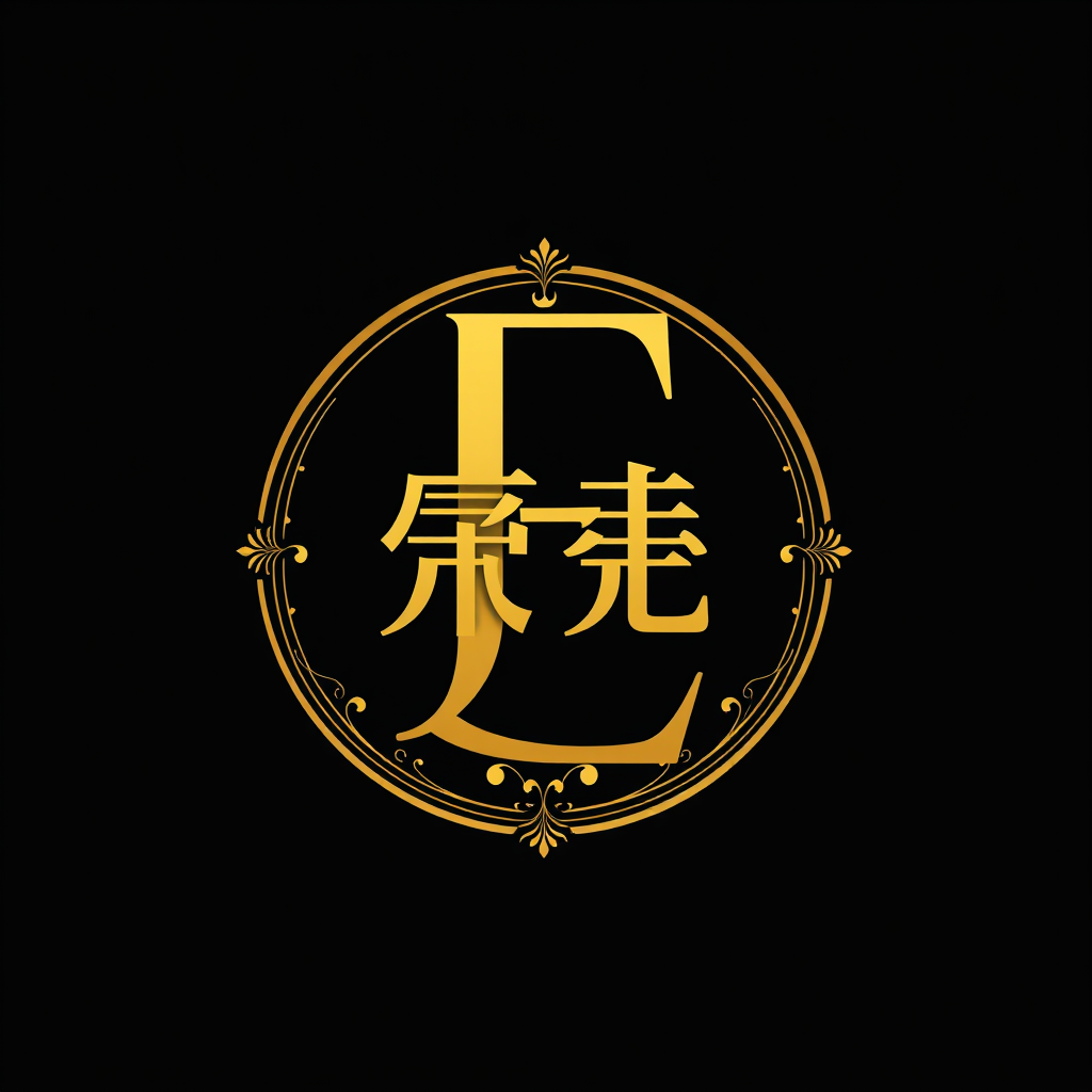 Main logo studio: elegant monogram logo combining letters F and L, gold, luxury brand 今日 京都 明日なら奈良ではの学び