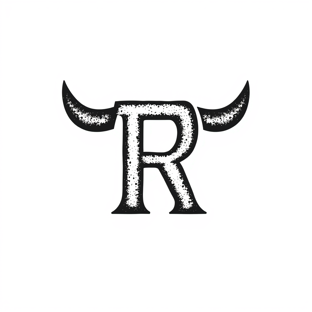 Monogram Logo idea: monogram logo combining the letters Traditional Mexican cattle ranch branding iron, letters C and R fused into one simple forged iron mark, bold geome