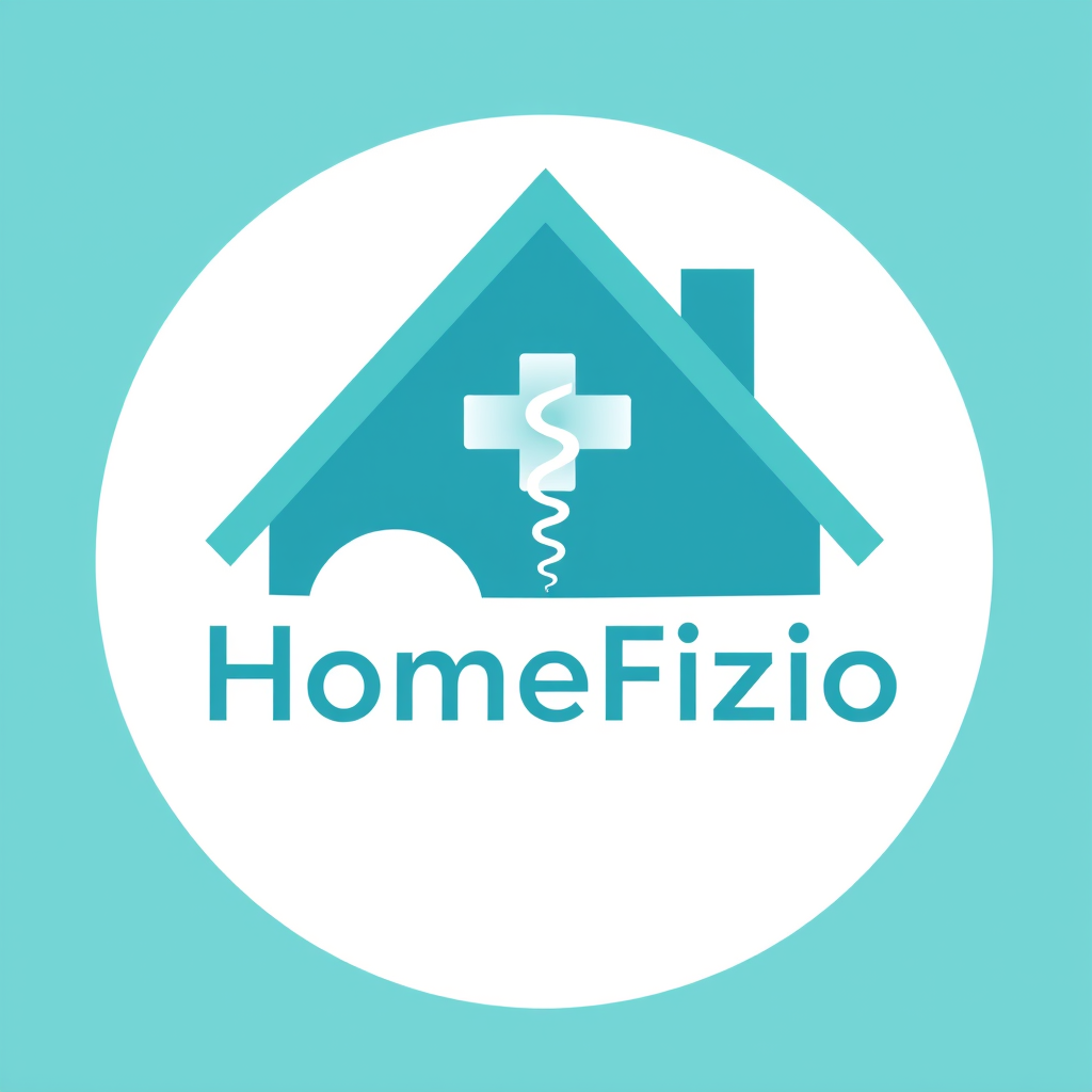 Main logo studio: logo with no background for company called HomeFizio which does physiotherapy. Include a symbol of home and use medical themed colors for the house sy