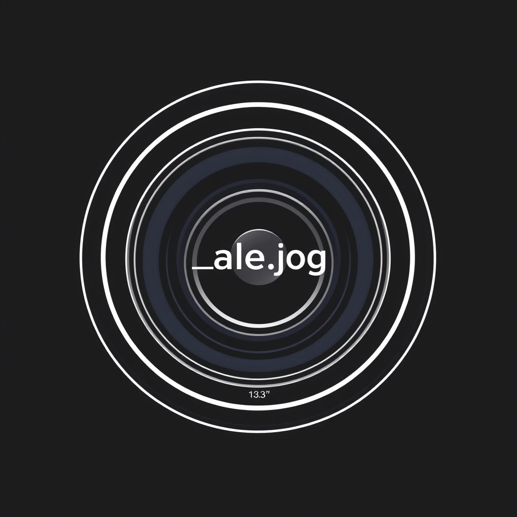 Minimalist Logo idea: minimalist logo, simple geometric mark for Minimalist photography logo for "photo_ale.jpg". Front view of a modern camera lens with "photo_ale.jpg" in