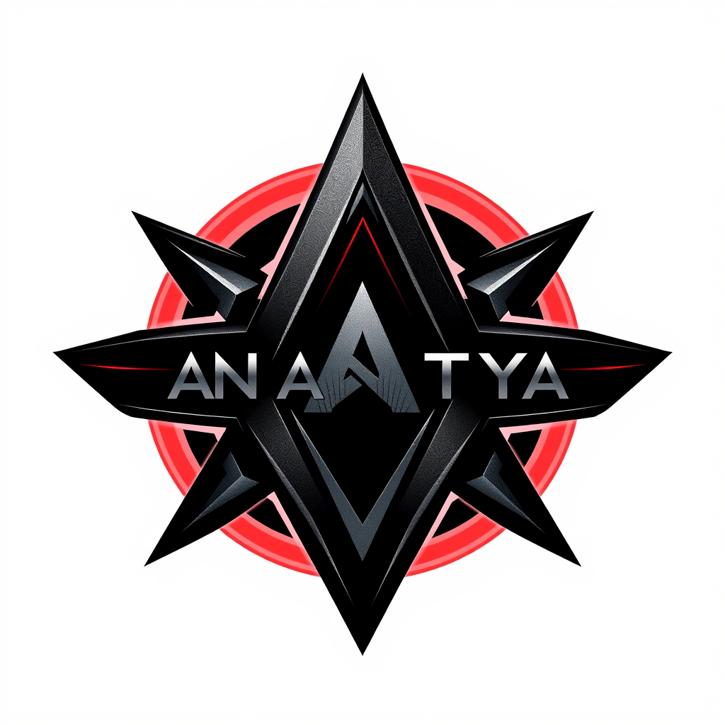 Main logo studio: Create an iconic ANANTYA logo with a cinematic superhero atmosphere. Use an original abstract emblem representing power, innovation and limitless poss