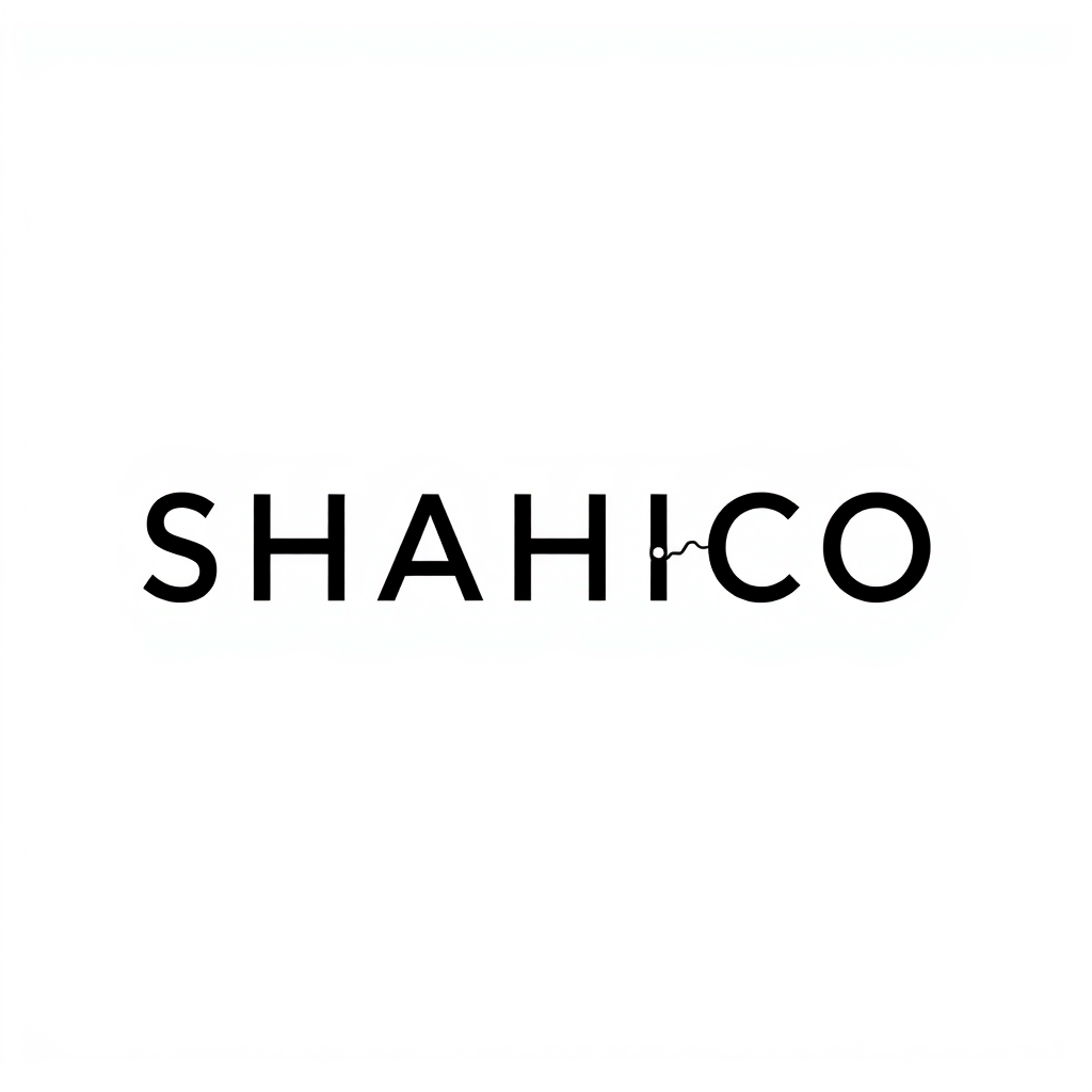 Main logo studio: Create a sophisticated minimalist wordmark logo for "SHAHICO". Use a clean modern sans-serif font and keep the word clearly readable. Add one thin ind