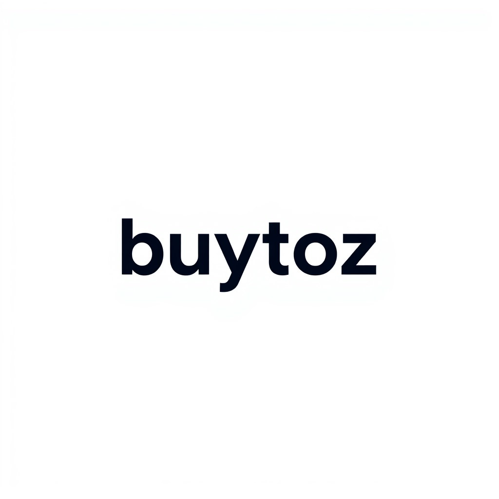 Wordmark Logo idea: wordmark logo of buytoz , bold clean typography, flat vector logo, centered, solid white background, high contrast, professional brand identity