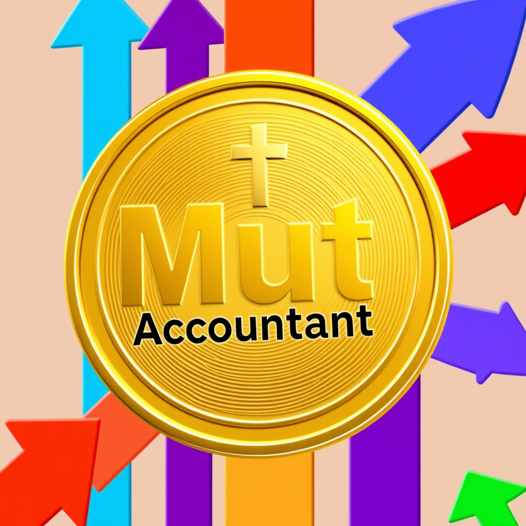 Main logo studio: Big gold coin with up arrows behind along side it blue, red, purple, and green. Can you add symbols at the end of the arrows to indicate success or wi