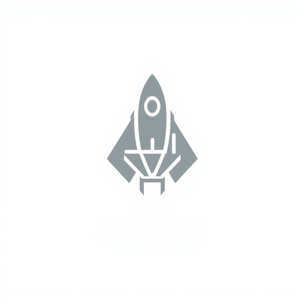 Minimalist Logo idea: minimalist logo, simple geometric mark for Create a logo for my software house, and my company about space ships with my name Abdullah that looks prof