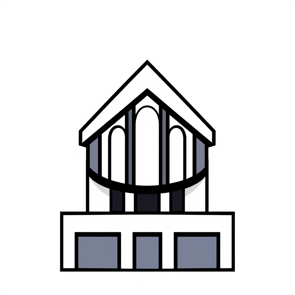 Cartoon Logo idea: cartoon style logo for Ultra-minimal architectural logo made of 3–5 simple thin lines, abstract geometric form, clean negative space, elegant proporti